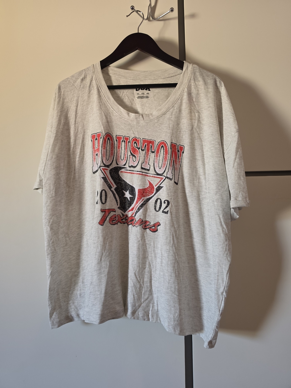 NFL Houston Texans Short Sleeve Tee - Light Gray with Red & Black